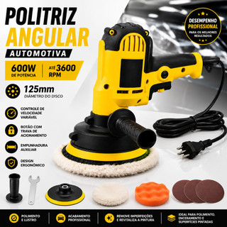 Politriz Angular 600W 110V 125mm com Controle de Velocidade Profissional – BOM9575