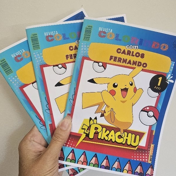 Kit 10 20 30 40 50 Revistinha PIKACHU POKEMON Livro de Colorir Infantil Lembrancinha PERSONALIZADO DESENHO livrinho