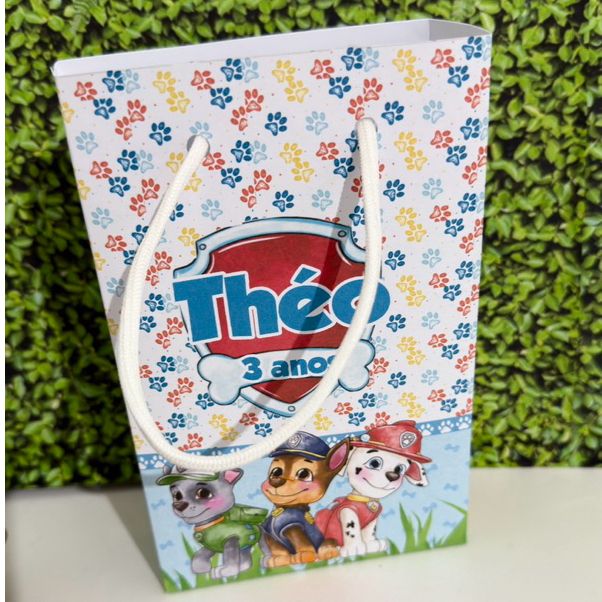 SACOLINHA P PERSONALIZADA PATRULHA CANINA AQUARELA LEMBRANCINHA DE FESTA INFANTIL/PEGUE E MONTE