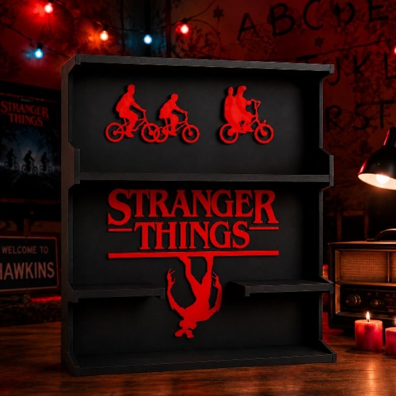 Expositor (Premium) Para Coleção Kinder Joy Stranger Things Display Preto Com Vermelho