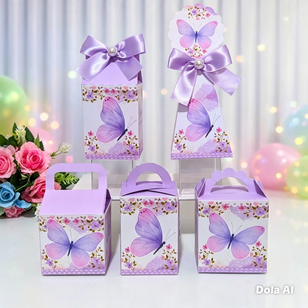 Kit Festa Borboletas Lilás - Caixinhas Lembrancinhas Personalizadas Jardim Aniversário Infantil