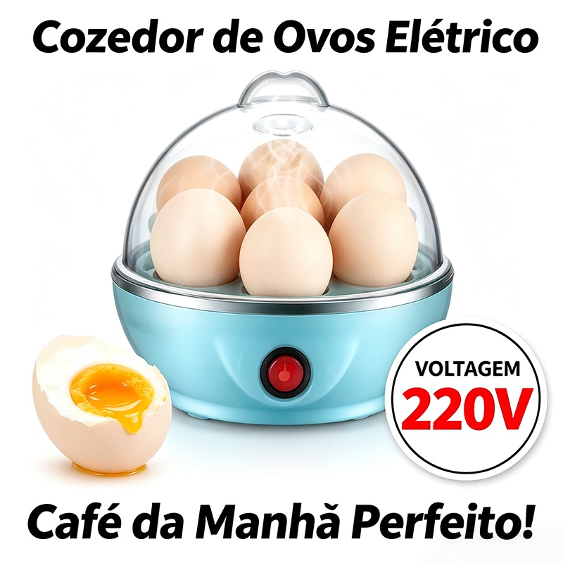 Cozedor Elétrico de Ovos 220V Capacidade para 7 Unidades Cozimento Rápido Utensílio Prático de Cozinha Doméstica