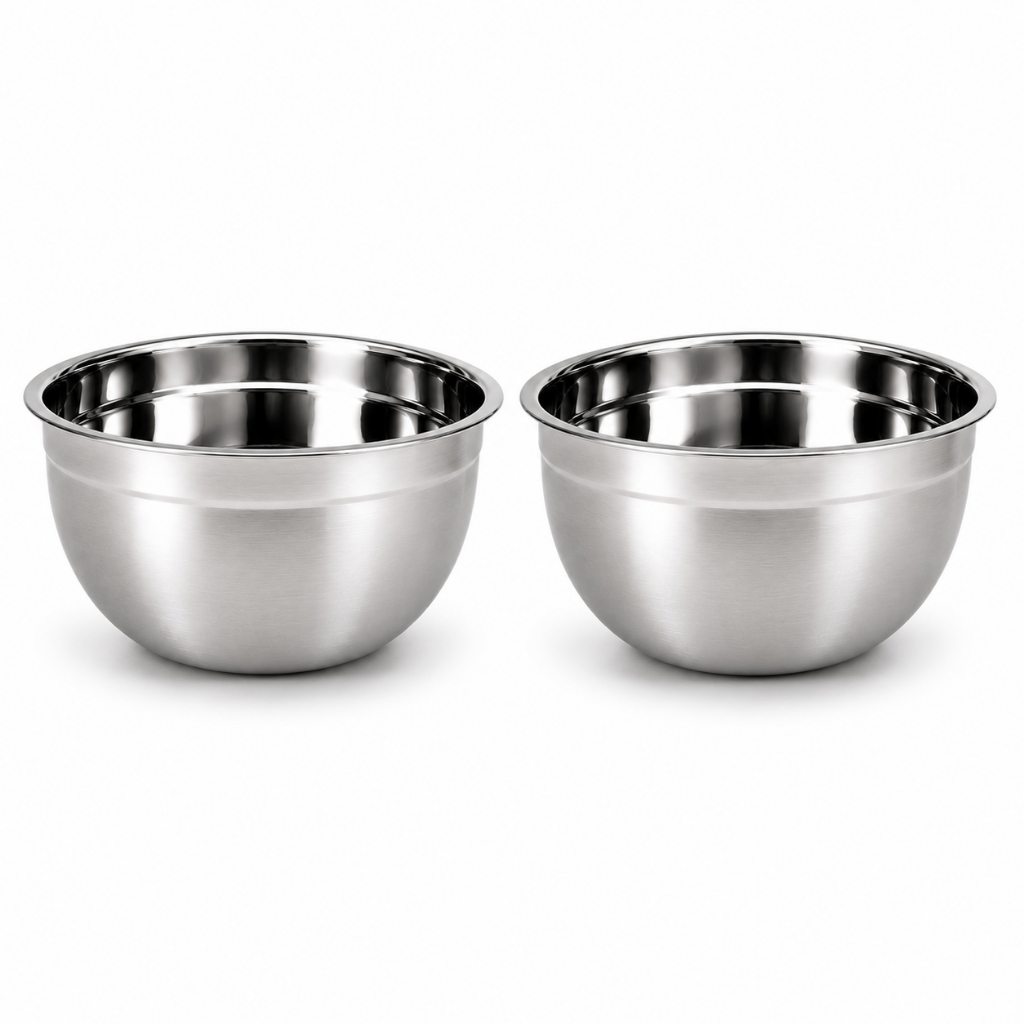 Kit Com 2 Tigela Bowl Bacia Saladeira Aço Inox 28cm Redonda Profissional Culinário