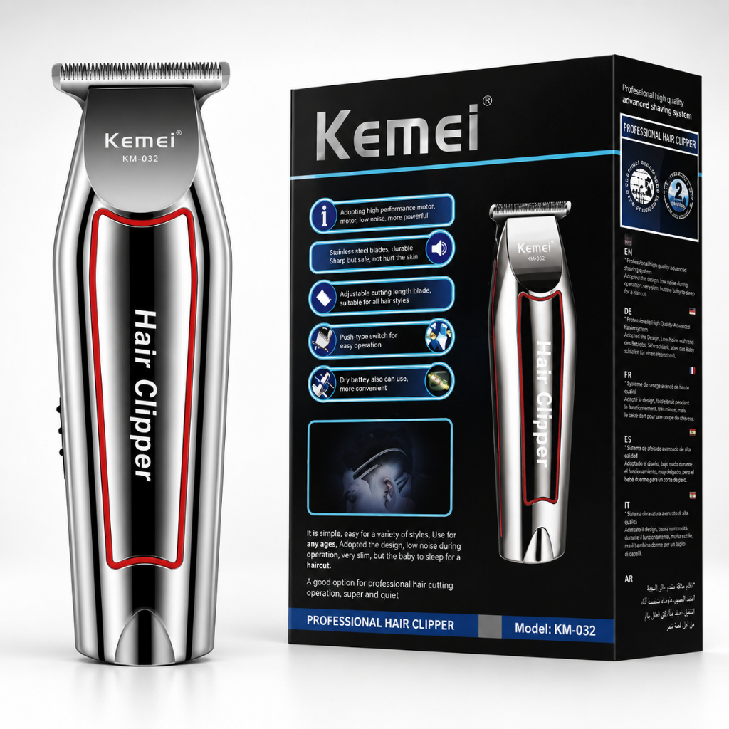 Maquina Acabamento Kemei Km-032 Cor Prateado 110V/220V Aparador de pelos Máquina de Acabamento KM032