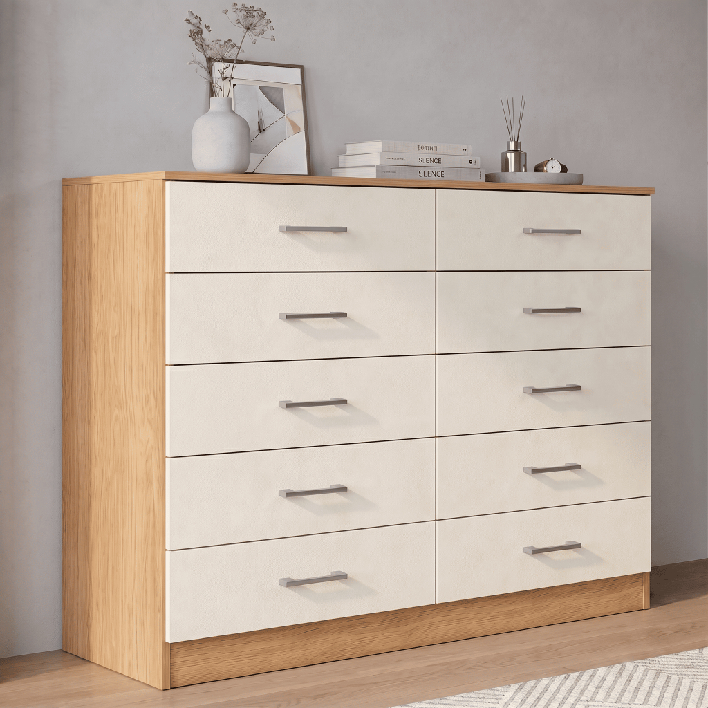 Cômoda 10 Gavetas 120cm Caribe Armário Gaveteiro Organizador Quarto Casal Closet Moderna - Blue Moby