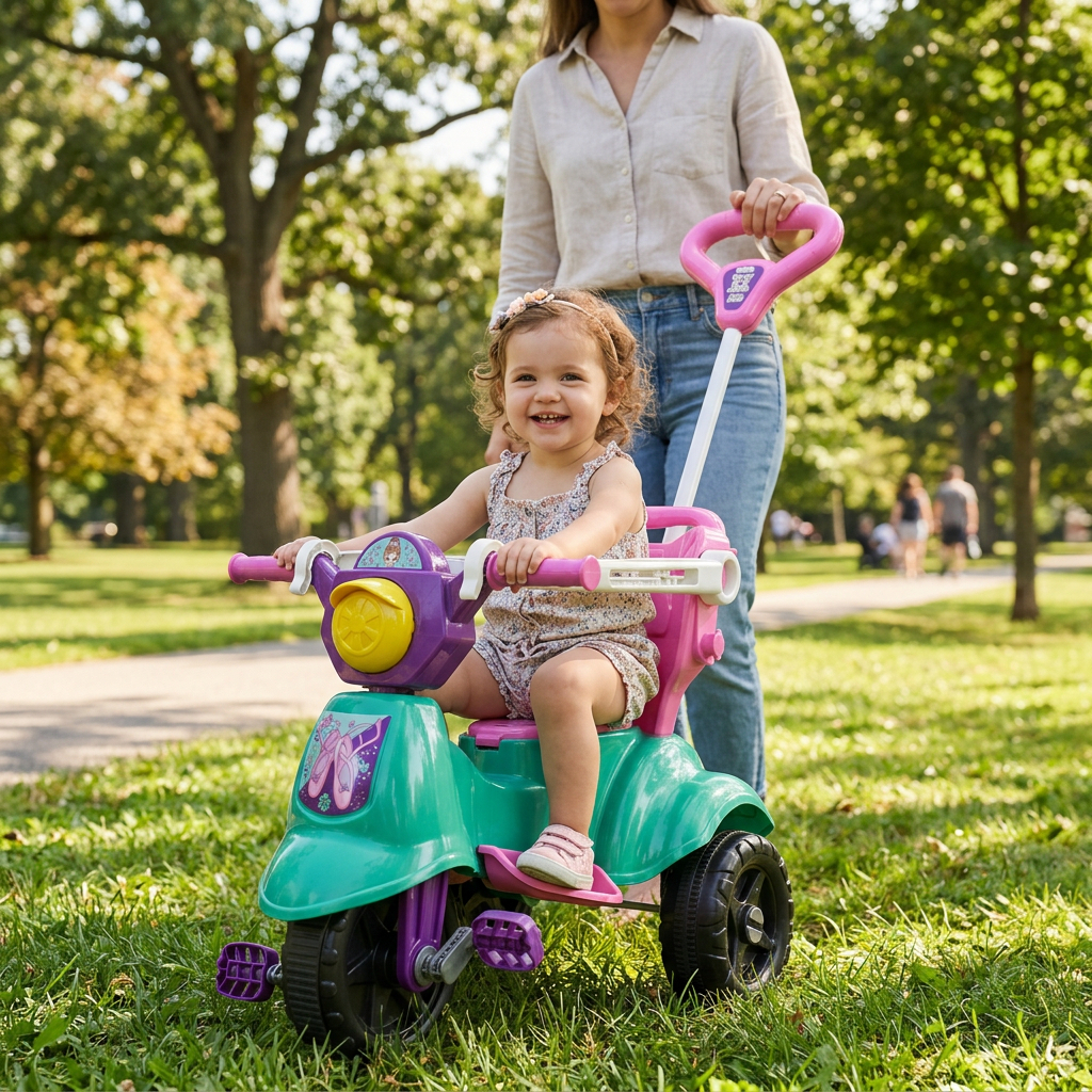 Triciclo Scooter + Game Aplicativo 3D - Velotrol ORIGINAL Motoca Completa Pedais, Empurrador, Protetor e Apoio - Inmetro · foto 2