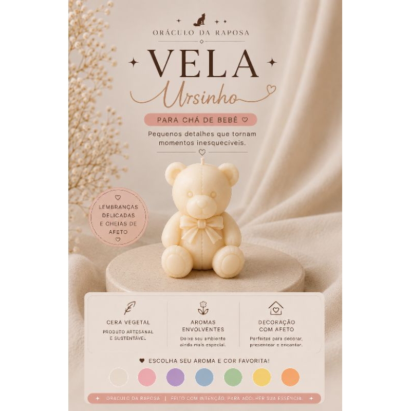 10/20/30 Vela Ursinho Aromática Personalizada | Lembrancinha Chá de Bebê, Maternidade e Nascimento