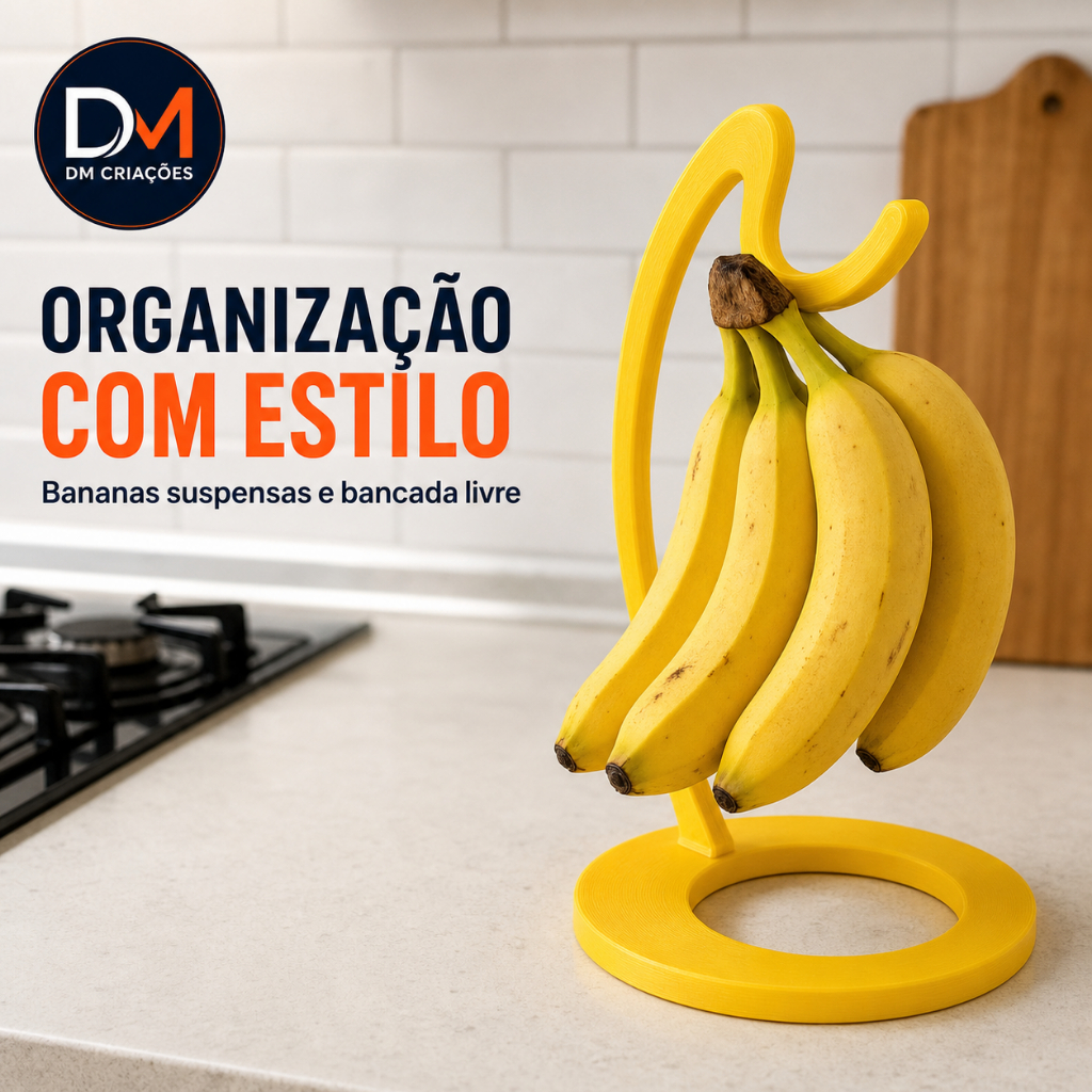 Suporte para Bananas de Bancada Porta-Banana Organizador de Cozinha em Impressão 3D