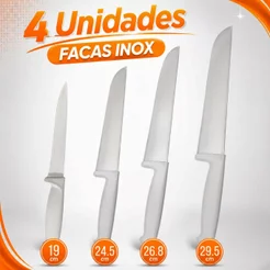4 Facas Aço Inox Profissional Açougueiro Churrasco 8 Polegadas Utensilio Carnes Cozinha Chef
