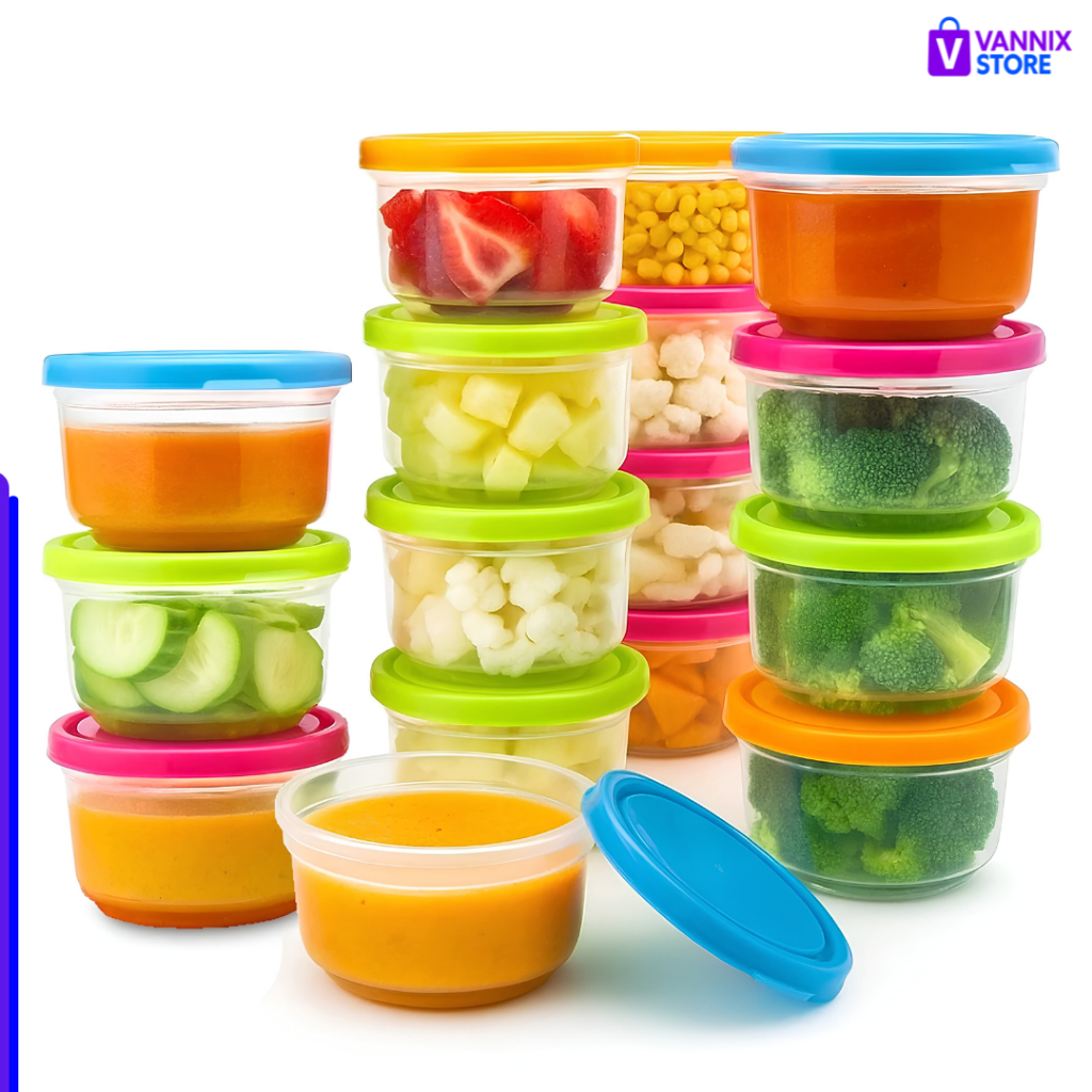 Kit 5, 10, 15, 20  Mini Potes Infantil Para Congelar Papinha Alimentos Recém Nascido Bebe