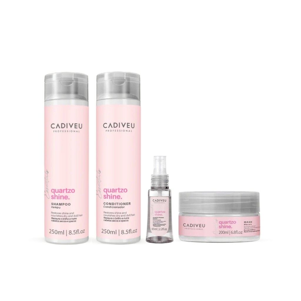 Cadiveu Kit Quartzo Shine Shampoo + Condicionador + Máscara e Óleo