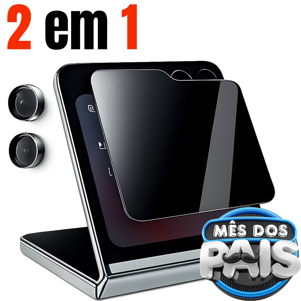 Pelicula Camera + Traseira Privacidade Para Galaxy Z Flip 5 5g Vidro Temperado