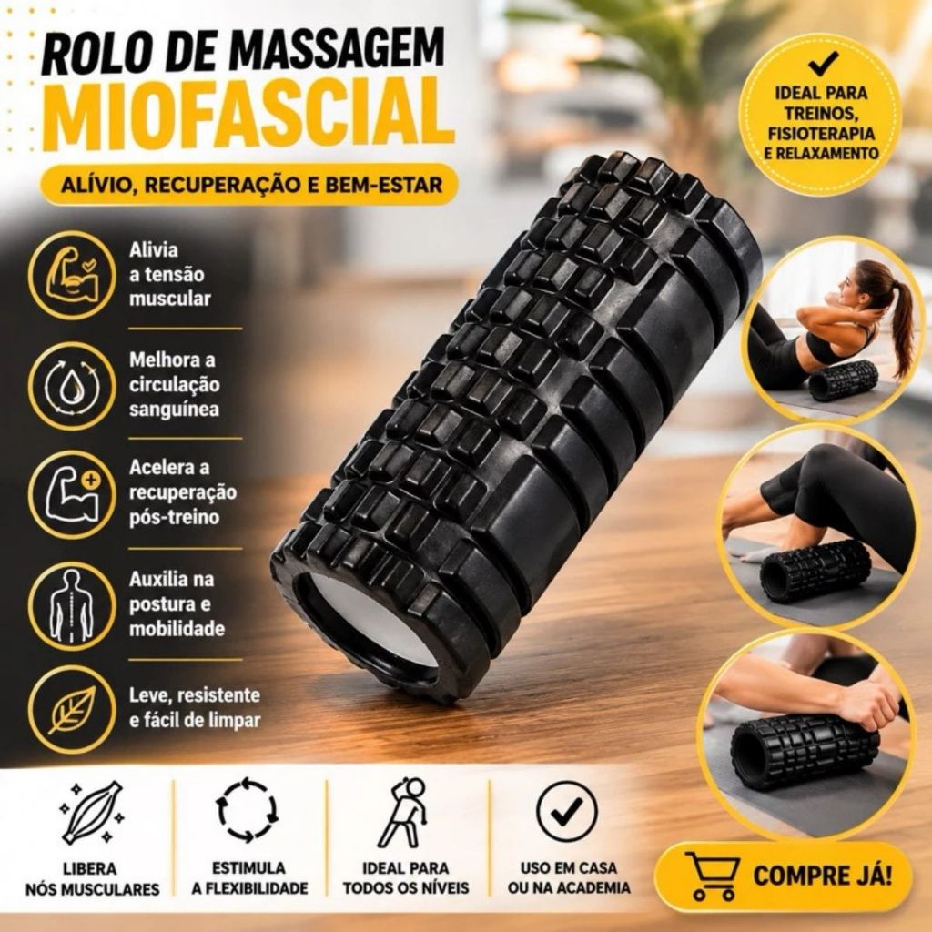 Rolo de Massagem Liberação Miofascial Yoga Pilates Relaxamento Muscular Fitness Dufit