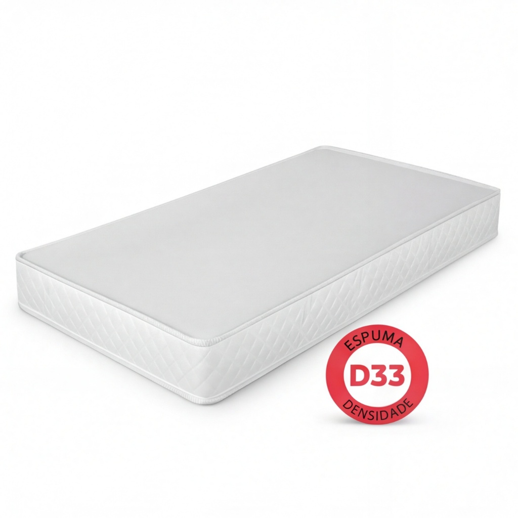 Colchão Espuma D33 Conforto 188 X 88 X 12 Cm Tamanho Solteiro Casal Infantil Criança Macio Branco
