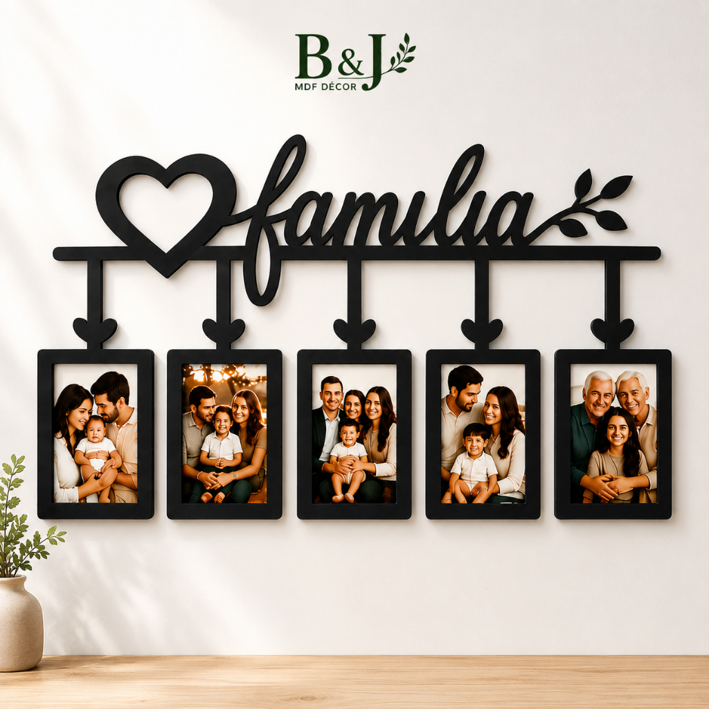 Porta Retrato Família MDF 5 Fotos 10x15 Quadro Decorativo Parede Árvore Porta Fotos Decoração Moderna