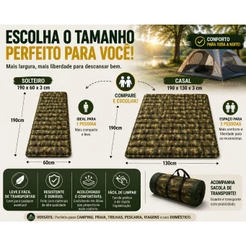 Colchonete Camping Colchao Dobrável Com Sacola Transporte Ecocamping Colchão Para Barraca Acampamento