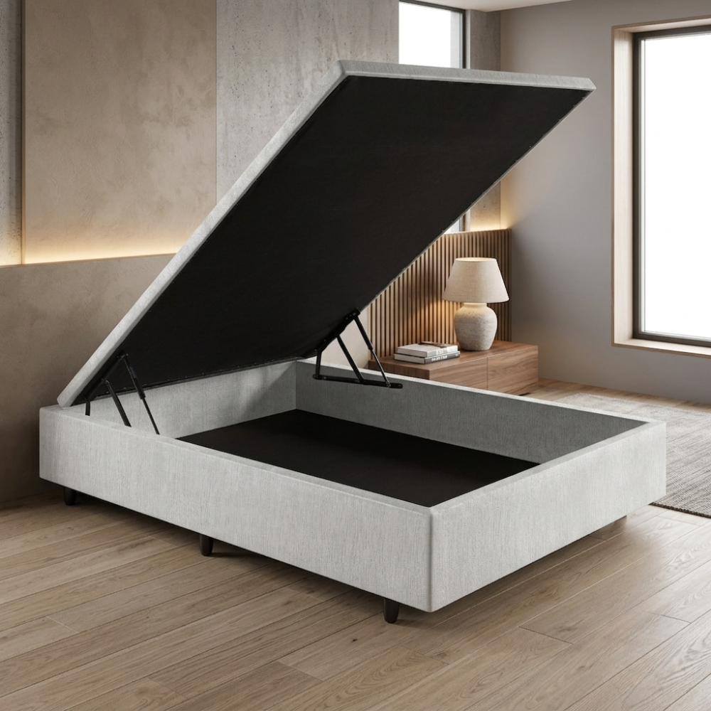 Base Box Baú Viúva 128x188x34 cm Korino Linho Branco