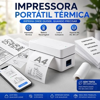 MIni Impressora Termica Portatil Sem Tinta Etiquetas Adesivas Digital Adesivo Impressão Rapida USB