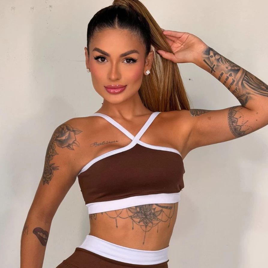 Top Fitness Alça Cruzada Bicolor | Cropped Suplex Confortável |  Moderno para Academia e Treino — imagem 1