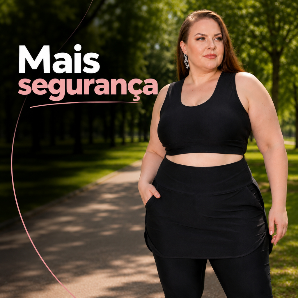 Conjunto Plus Size Calça Legging Com Bolso E Top Cropedd Moda Fitness Para Academia Pilates Caminhada Tapa Bumbum