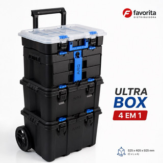 KIT CAIXA DE FERRAMENTAS MODULAR ULTRA BOX C RODAS 4 EM 1 TOY 26020