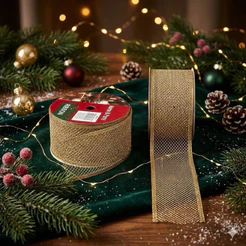 Kit 2 Fita de Natal Aramada Natalina 6,3cm x 2,7 metros Premium Escolha a Cor