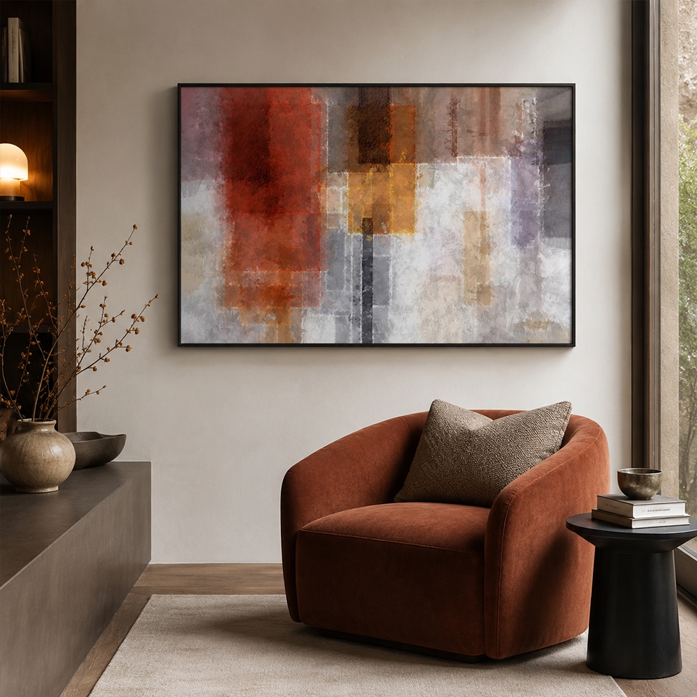 Quadro Decorativo Abstrato Moderno Com Moldura 1 Tela Decoração Sala Escritório
