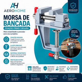 Mini Torno Morsa De Mesa Para Bancada Fixa Serviços Delicados Abertura De 30mm Top