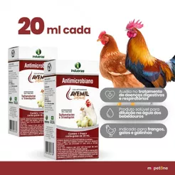 Kit 2 Avemil Solúvel 20ml Antimicrobiano Para Aves