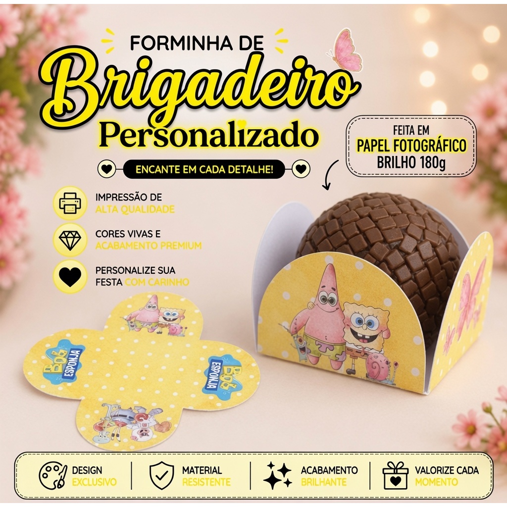 Forminha de Doces Bob Esponja Personalizada no Tema /Lembrancinha de Festa /Aniversário