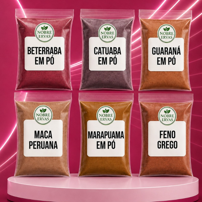 Kit 6 Itens Pré Treino Natural 100g Para Vitalidade Energético