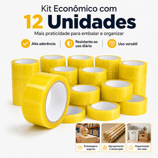 Fita embalagem transparente 45x100m c/12/10 unidades resistente