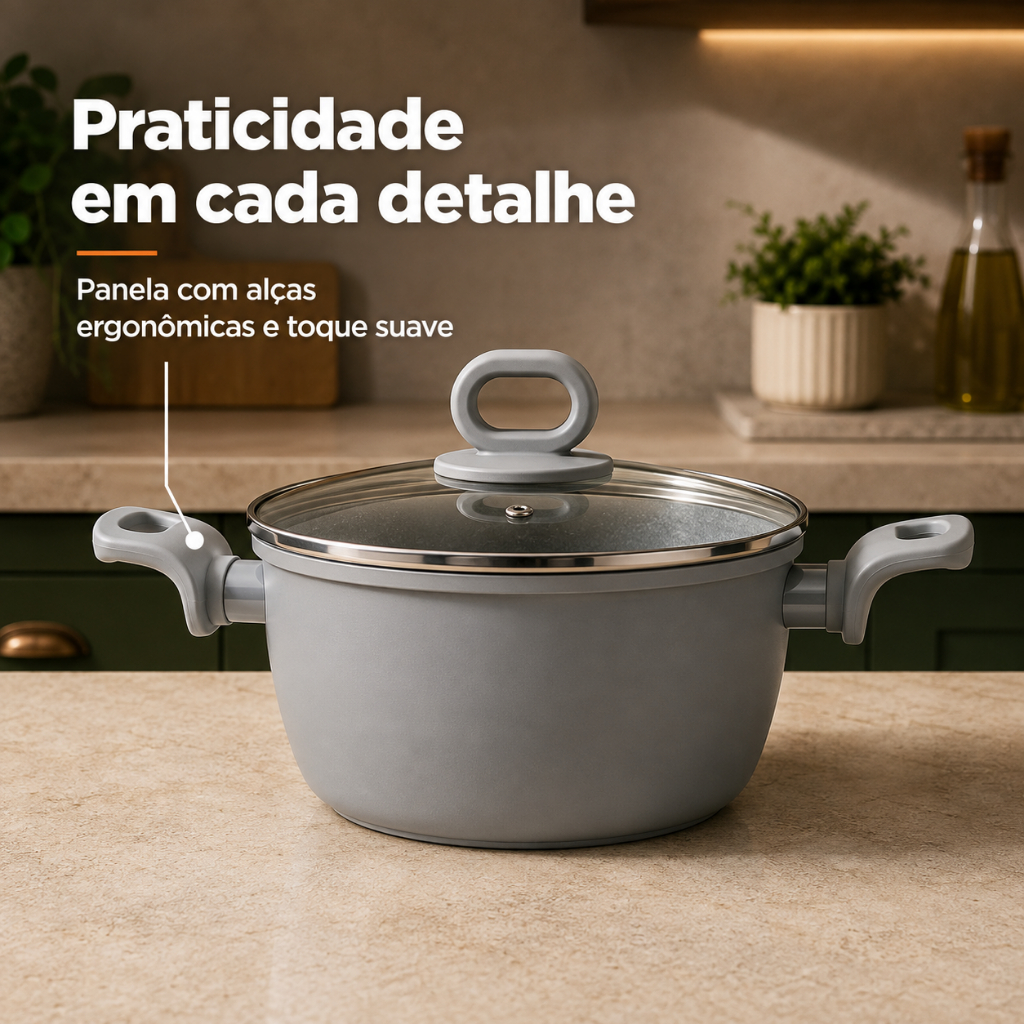 Jogo de Panela Indução/Chamas Antiaderente Cerâmica 10 Peças Black+Decker Ceramic Line Grey Premium · foto 2