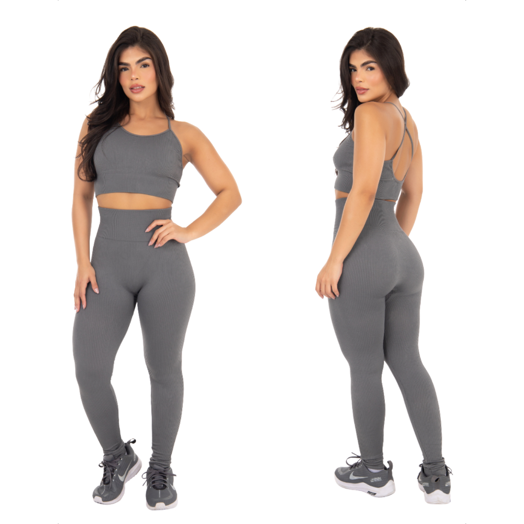 Conjunto Fitness Top E Legging Feminina Canelado Cf Sports