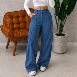 Calça Feminina Modelagem CARGO Ampla Pantalona