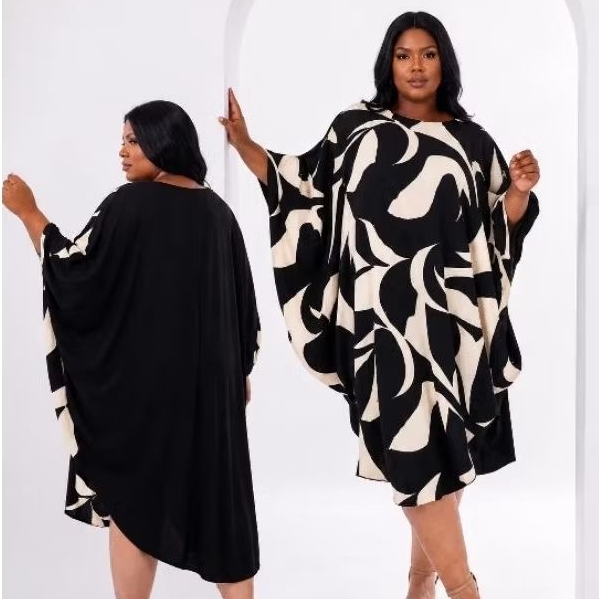 Vestido Plus Size Soltinho Feminino Manga Morcego Tamanho G1 G2 G3 Confortável Elegante