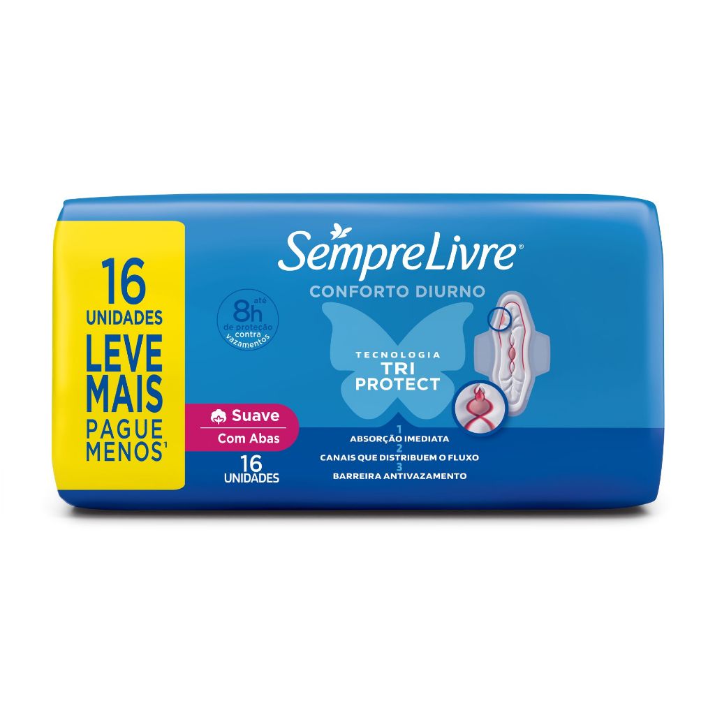 Sempre Livre® Conforto Diurno 16 unidades suave com abas