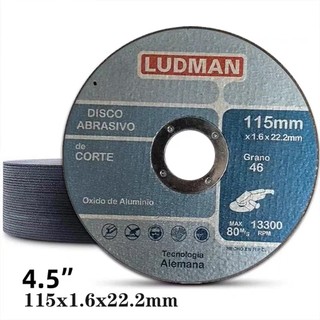 Disco de Corte 115mm 4.5" Ludman para Esmerilhadeira Pacote com 2 Unidades 115x1,6x22,2mm Profissional