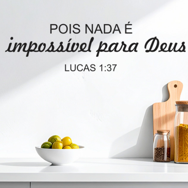 Adesivo de Parede Para Quarto Sala Versículo Lucas 1:37 Decoração Motivacional Autocolante Lavável