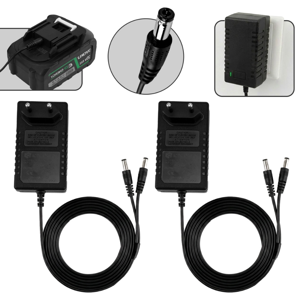 Carregador de Bateria de Lítio com Dupla Saída P/ Parafusadeira 21v Bivolt