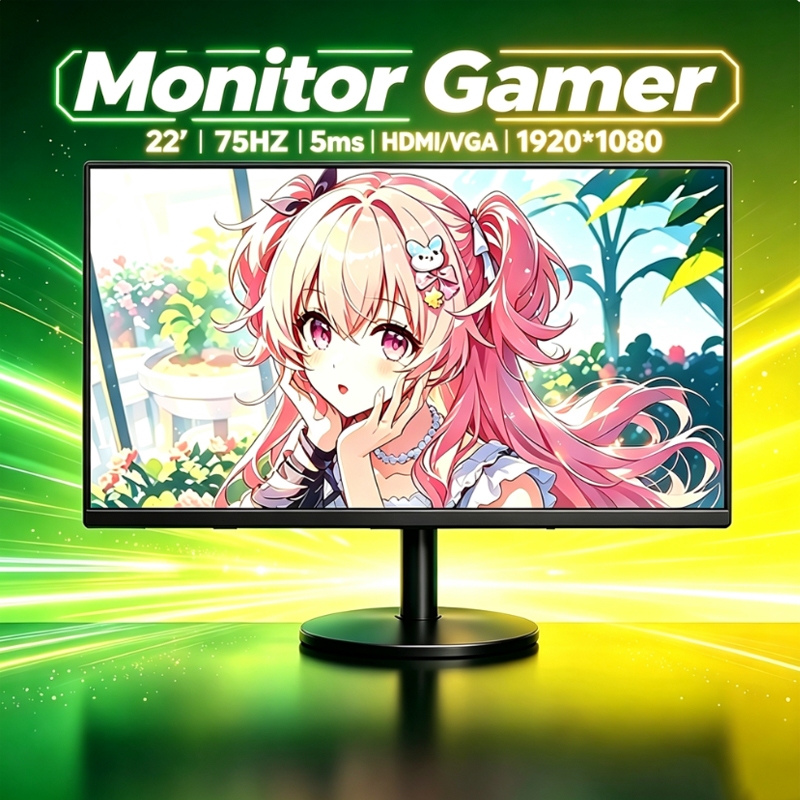 Novo Monitor HD de 22 polegadas Interface dupla Tela de computador Escritório Casa Tela LCD 75x75