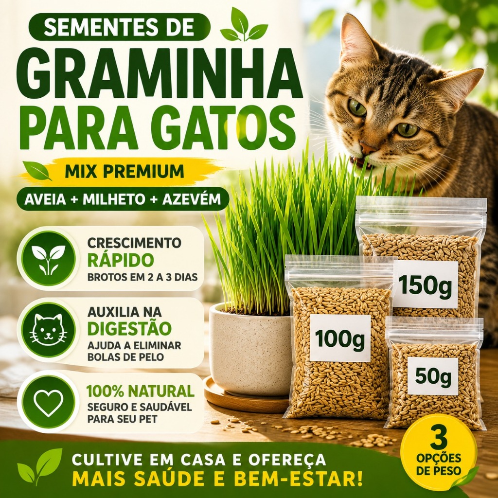 Sementes de Graminha para Gatos Capim Natural