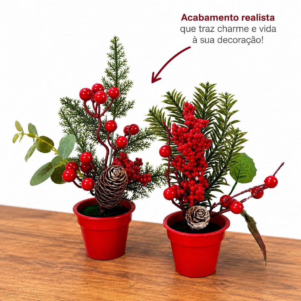 Mini Arranjo Natalino Pinheiro Vaso Decorativo De Mesa Natal