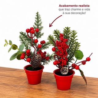 Mini Arranjo Natalino Pinheiro Vaso Decorativo De Mesa Natal