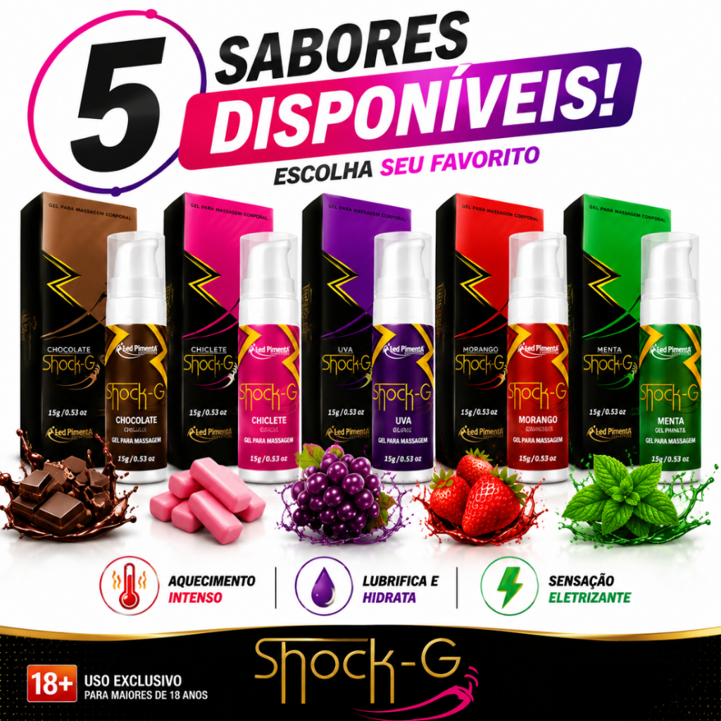 Gel Vibrador Líquido Shock-G Efeito Pulsante Beijável Sabores Variados 15g