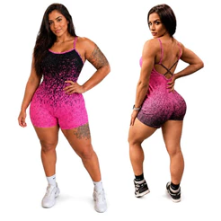 Macaquinho Com Bojo Fitness Academia Caminhada Roupas de Corrida Suplex Premium P ao Plus Size