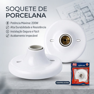 Kit com 2 plafonier bocal soquete porcelana