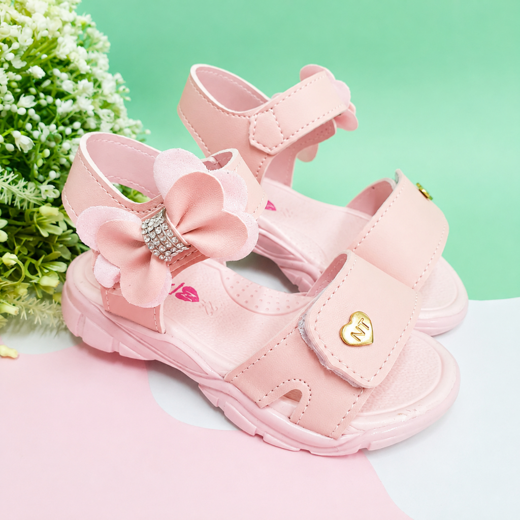 Sandália Papete Infantil Menina Com Laço Confortável Feminina Casual Velcro