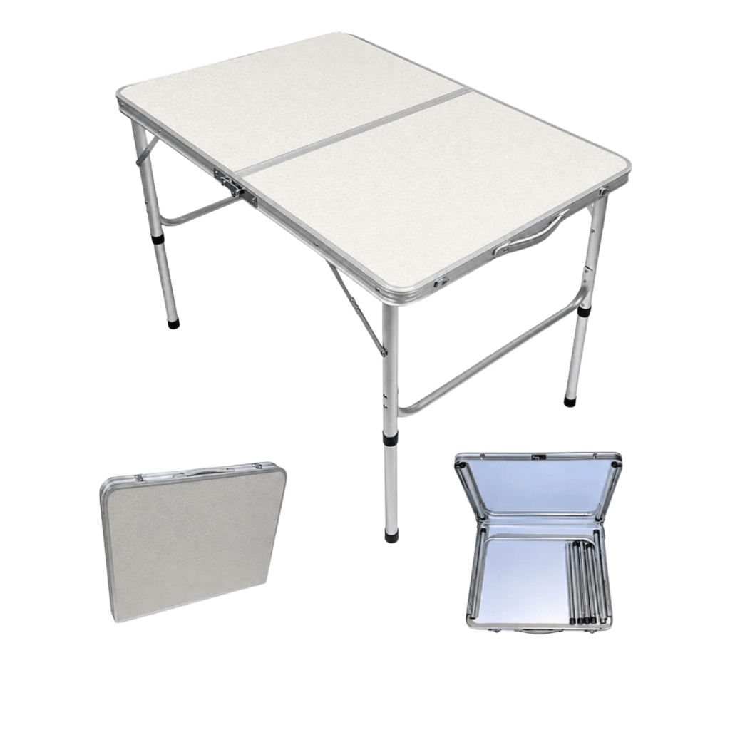 Mesa de Piquenique Dobrável em Alumínio Ajustável 90x60 - Titanium Platina