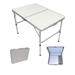 Mesa de Piquenique Dobrável em Alumínio Ajustável 90x60 - Titanium Platina